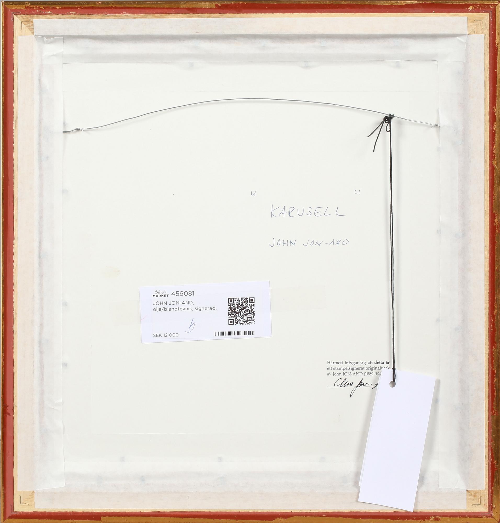 JOHN JON-AND, olja/blandteknik på pannå, signerad.