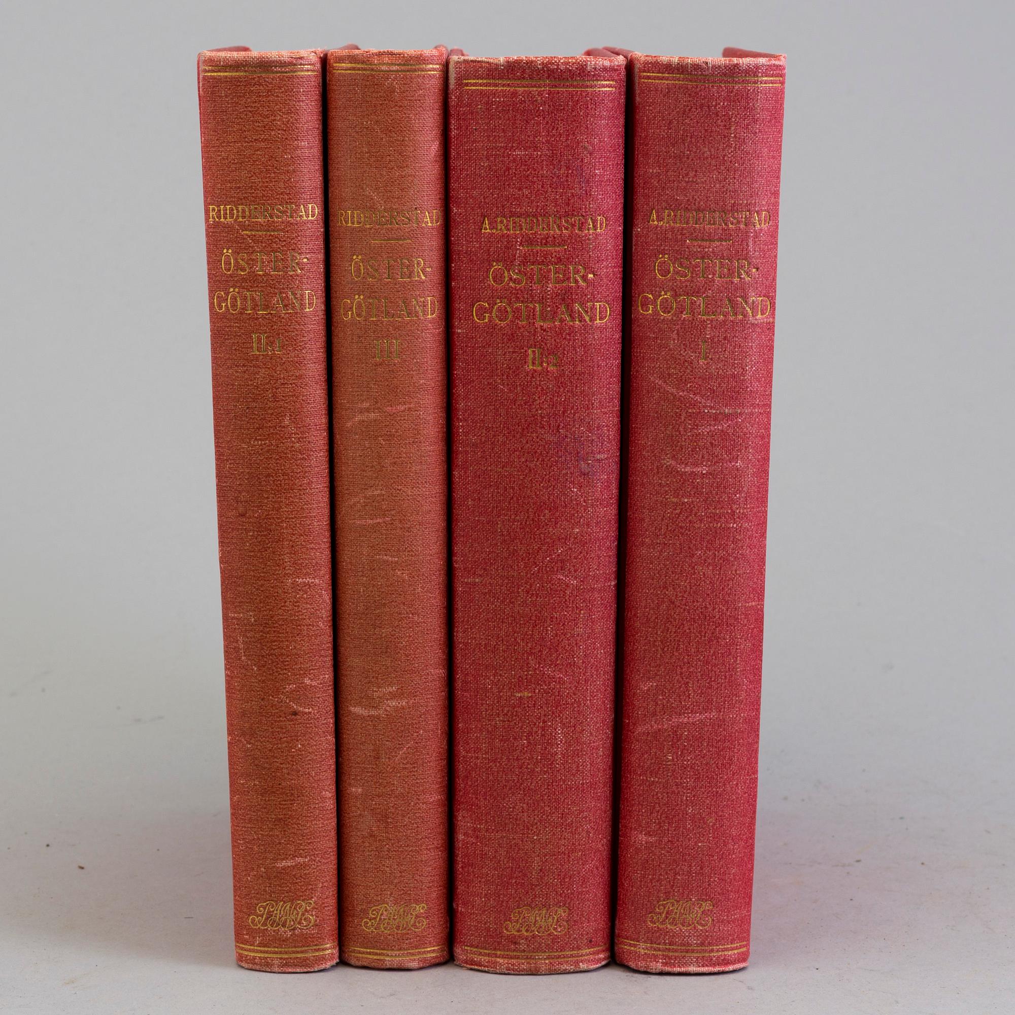BÖCKER: Östergötlands Historia, Anton Ridderstad, 1914, 1917, 1918 och 1920, fyra volymer.