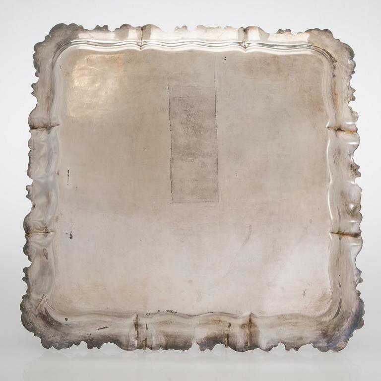 Tarjotin, hopea, Kultakeskus, Hämeenlinna 1948.