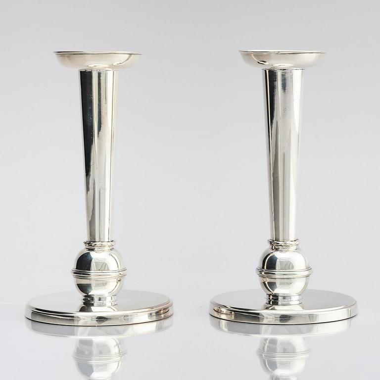 Carl Fredrik Carlman, a pair of silver candlesticks, Stockholm, Sweden 1955.