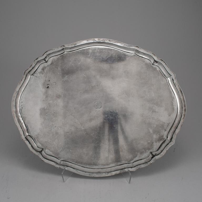 A Danish 20th century silver tray, marked Copenhagen 1913.