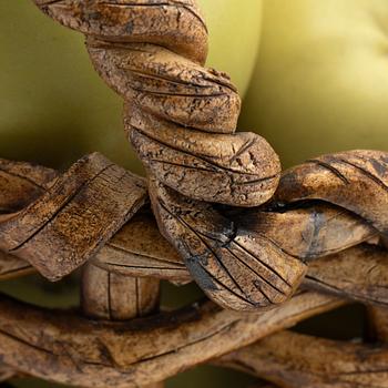 Ingrid Herrlin, a stoneware basket with green apples, own workshop.