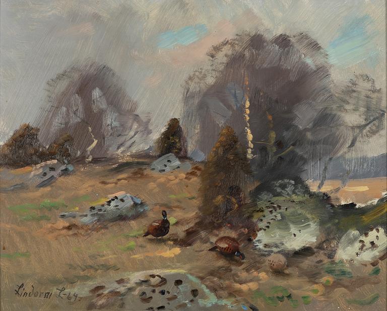 Lindorm Liljefors, Höstlandskap med fasaner.