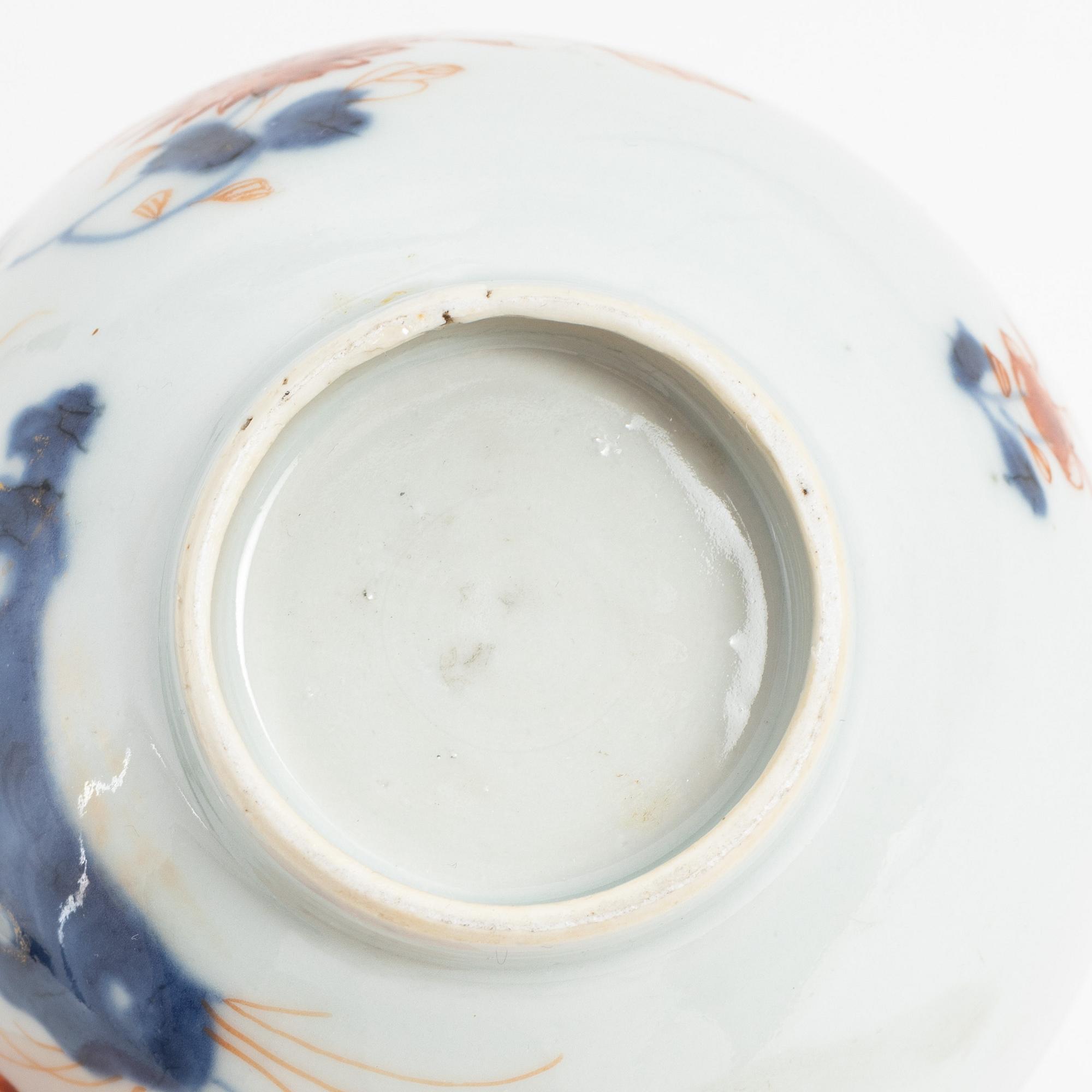 Bålskål samt skål, porslin, kompaniporslin, Kina, Qingdynastin, Qianlong (1736-95).