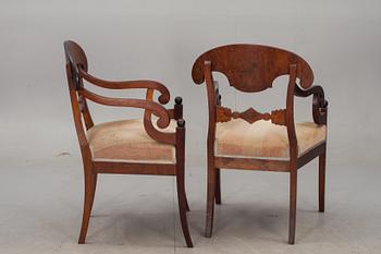 KARMSTOLAR, ett par, Karl Johanstil, 1800/1900-tal.