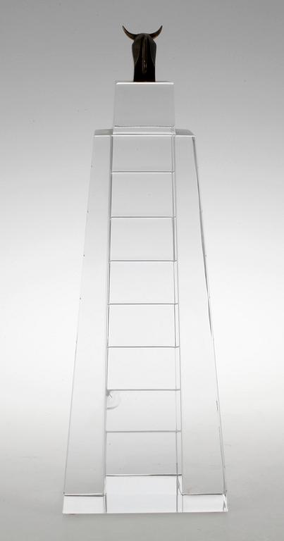 GUNNAR CYRÉN, skulptur, glas "Den heliga kon", Orrefors 1988.