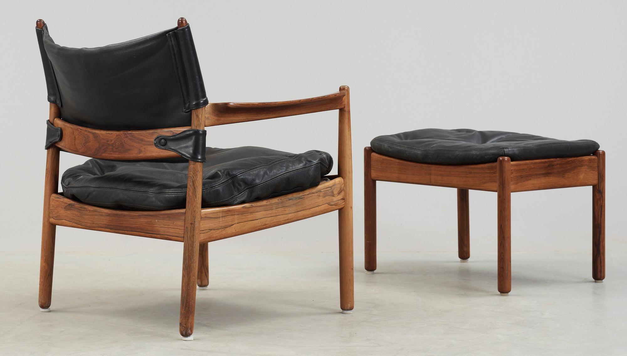 FÅTÖLJ samt FOTPALL, Gunnar Myrstrand för Källemo Möbelfabrik i Vaggeryd, modellen formgiven 1960.