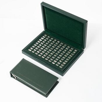 Franklin Mint, miniatyrer, 100 st, sterlingsilver, "De 100 förnämsta bilarna", 1975.