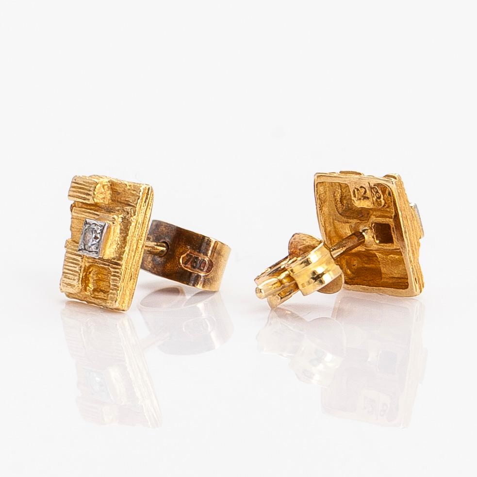 Björn Weckström, örhängen "Thai", 18K guld, diamanter ca 0.04 ct tot. Lapponia.