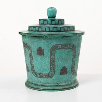Wilhelm Kåge, a stoneware, 'Argenta' tobacco jar, Gustavsberg, 1938.