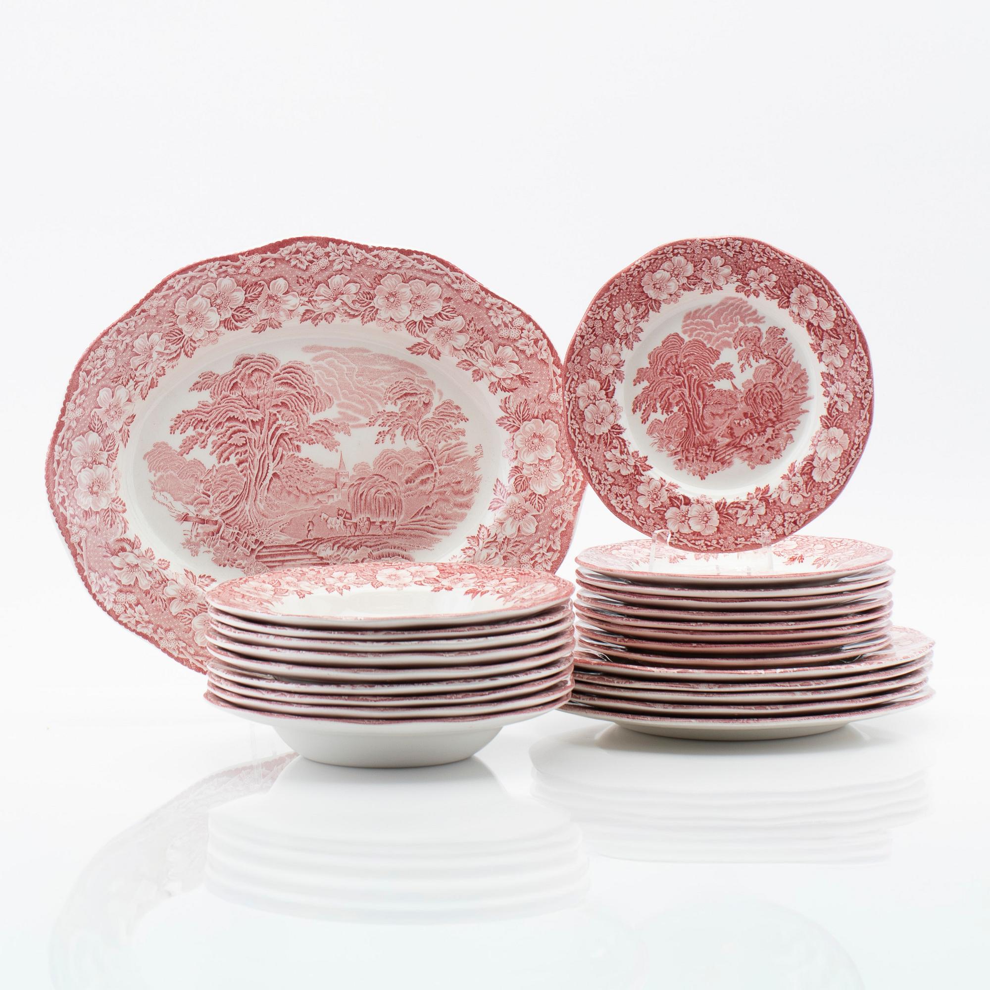 Service pieces 24 pieces Enoch Wedgewood "Woodland", later half of the 20th century.
