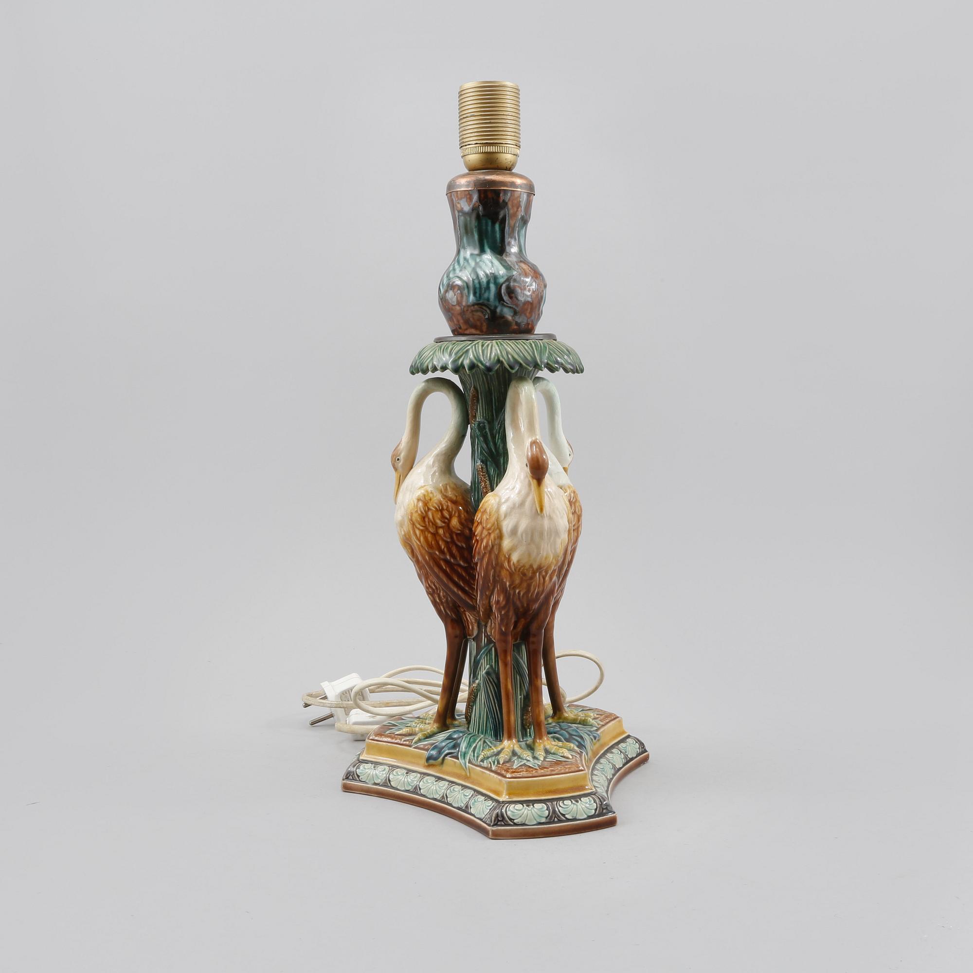 BORDSLAMPA, majolika, Gustafsberg, tidigt 1900-tal.