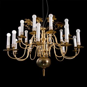 A TWENTY-LIGHT CHANDELIER. Manufactured for the old church in Lahti. Taito Oy. 1940s/50s.