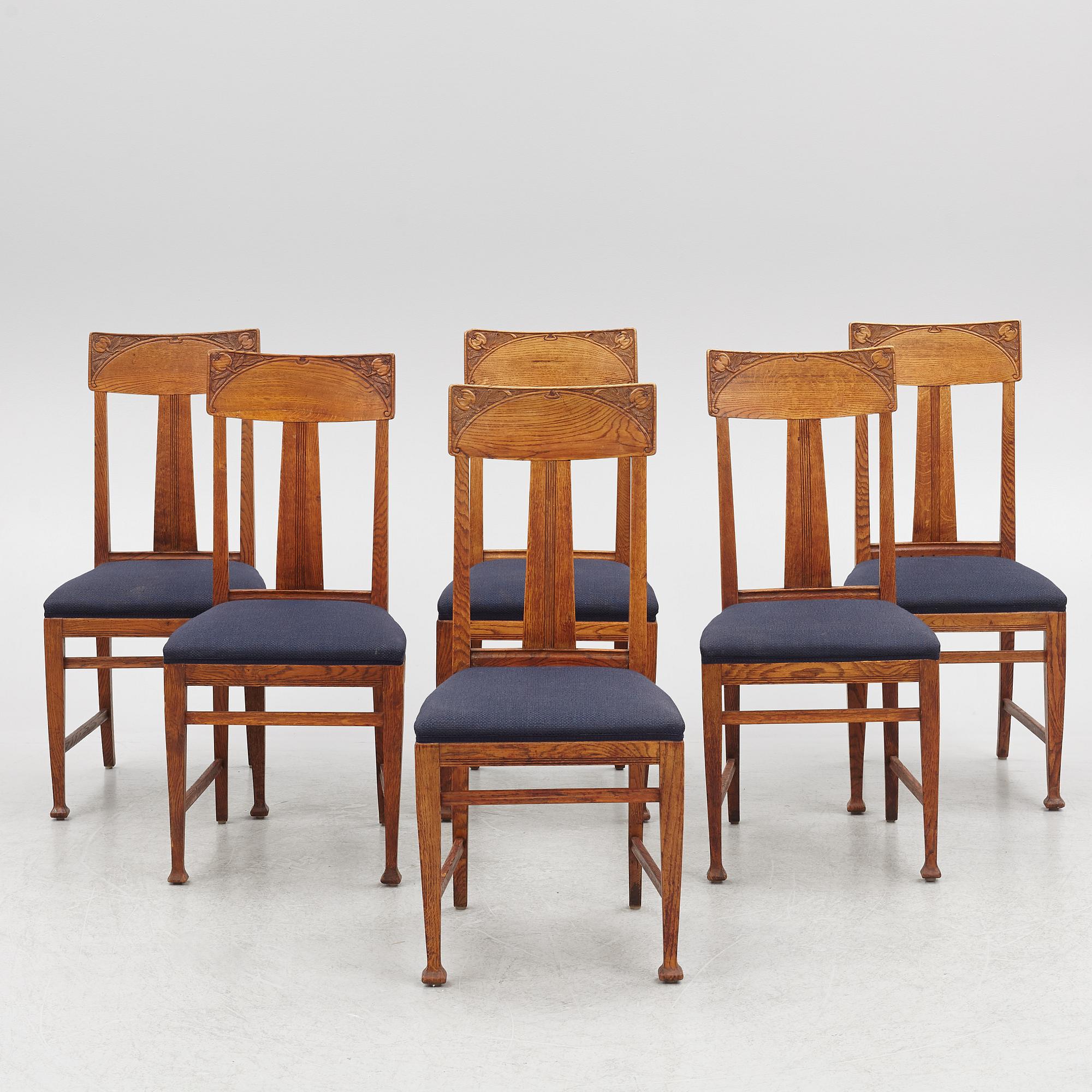 Six Art Nouveau Chairs, early 20th Century.