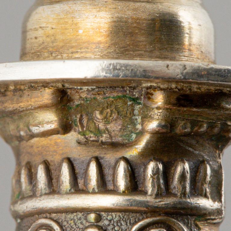 A set of six French silver pork chop holders, circa 1900.