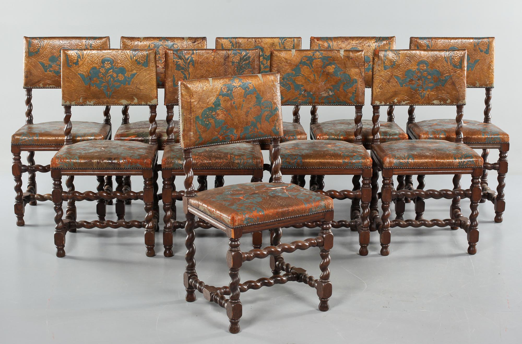 STOLAR, 10 st, barockstil, omkring år 1900.
