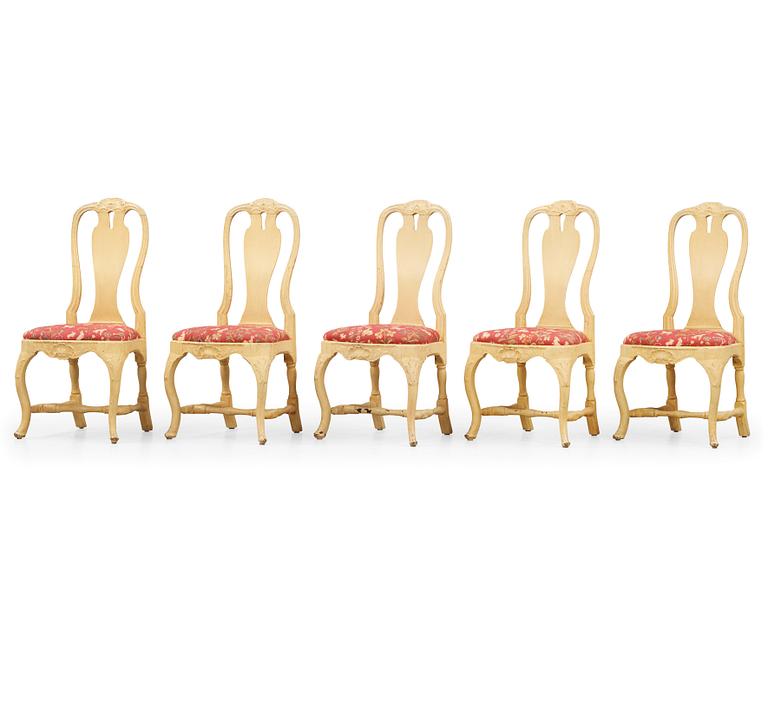 A set of five rococo chairs by P. Östeman (master in Stockholm 1748-76).