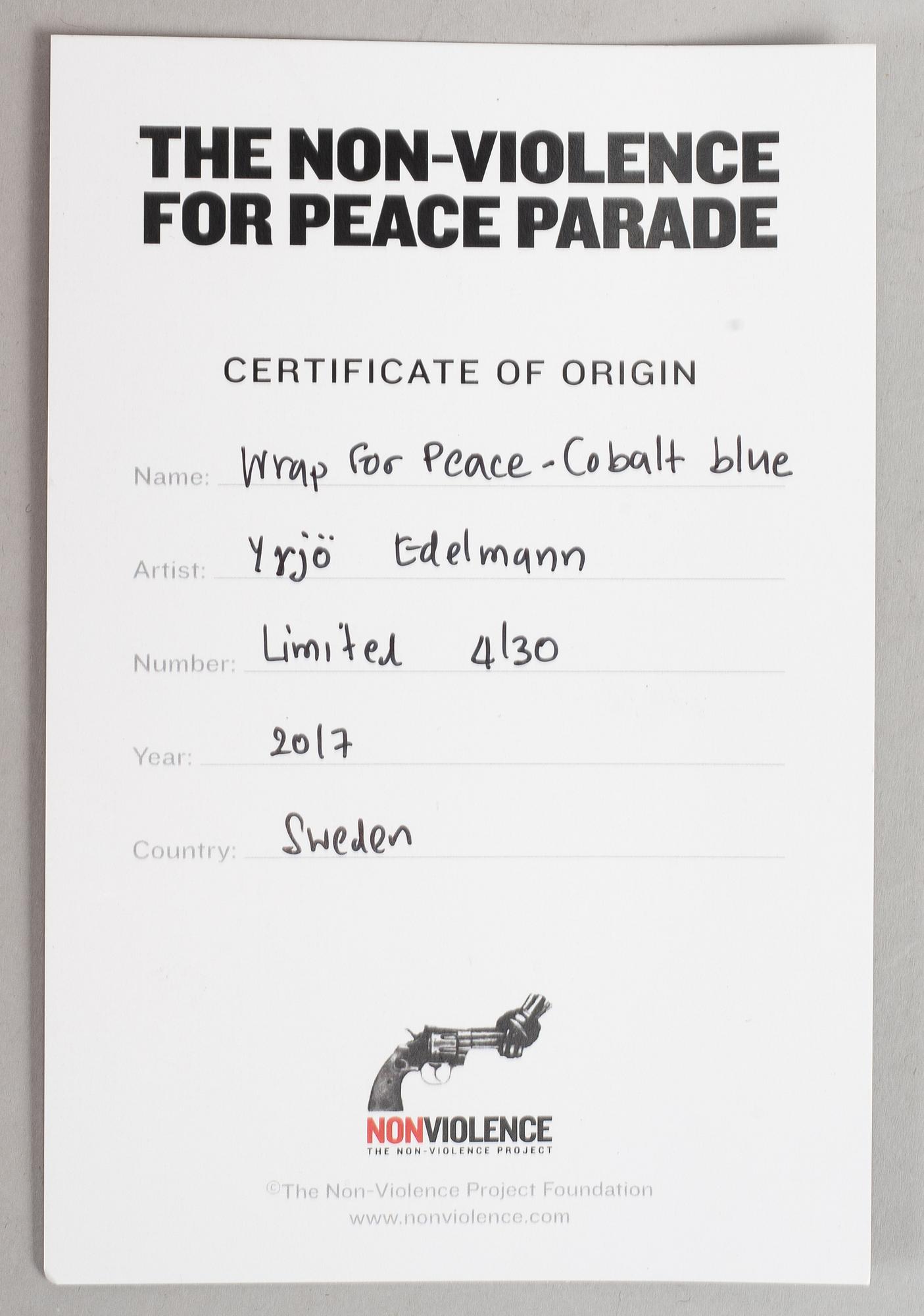 Carl-Fredrik Reuterswärd/ The Non-Violence Project Foundation, a polyresin sculpture, 2017, Certificate numbered 4/30.