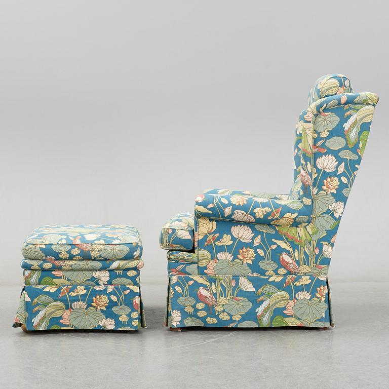A Swedish armchair and stool, Norell Möbel, late 20th century.