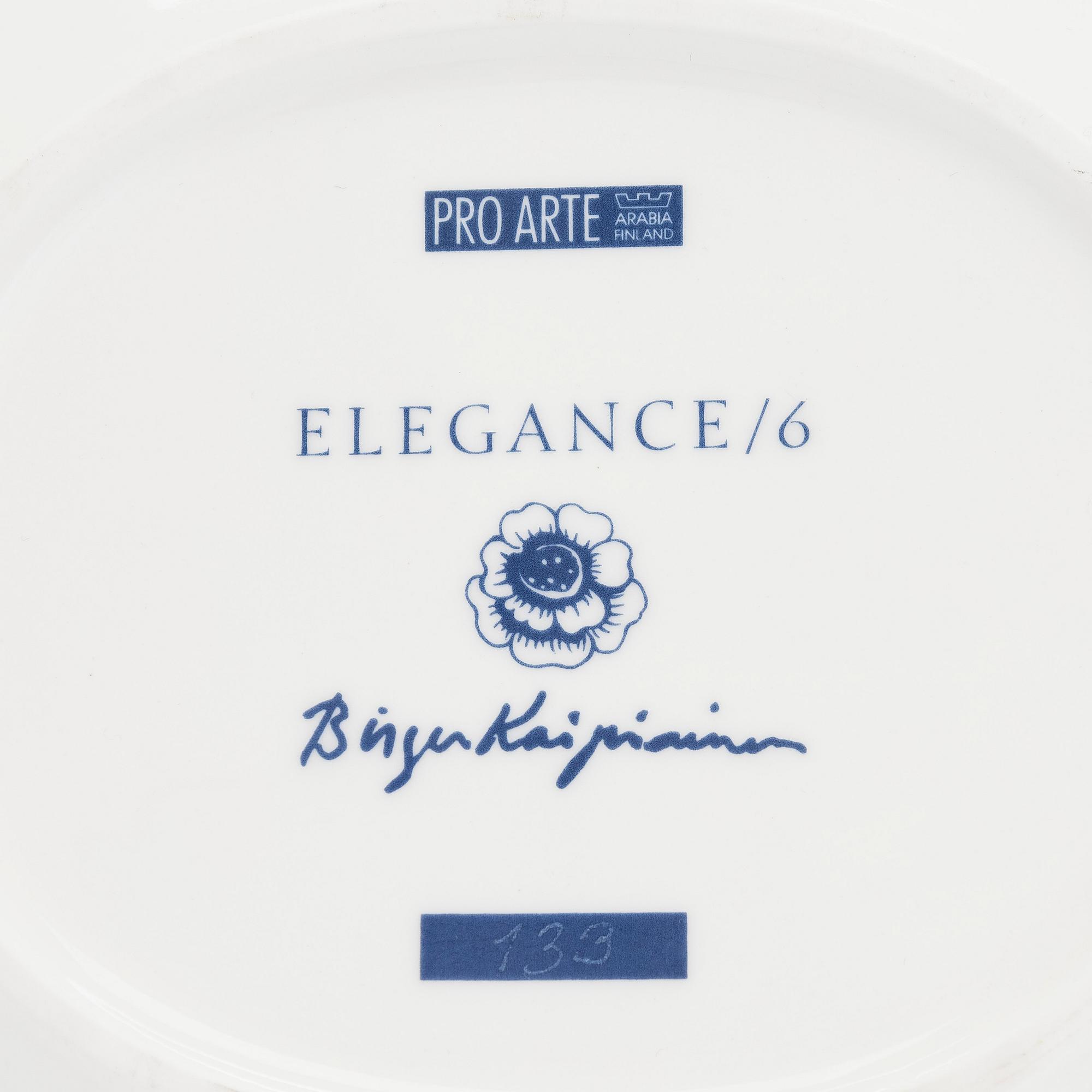 Birger Kaipiainen, fat, porslin, "Elegance/6", numrerad 133. Pro Arte, Arabia.
