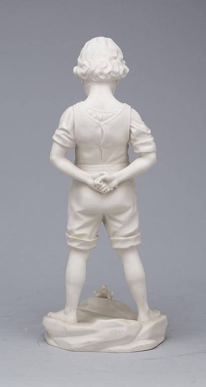 FIGURIN, parian, Gustavsberg, stämpelsignerad 1912.
"Pojken och grodan".