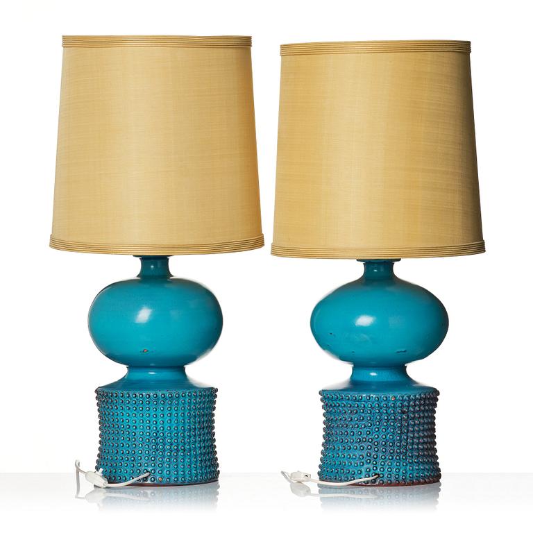 Stig Lindberg, bordslampor, ett par, Gustavsbergs studio 1966.