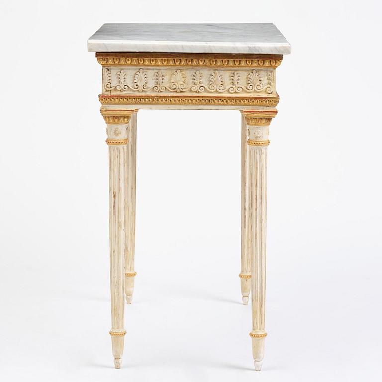 Konsolbord, tillskrivet Jean Baptiste Masreliez (formgivare och ornamentbildhuggare i Stockholm), Sengustavianskt.