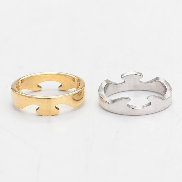 Georg Jensen, "Fusion" ring, 2-piece, 18K gold/white gold.