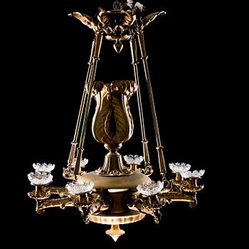 TAKLAMPA, 1800-talets slut. Höjd 90 cm.