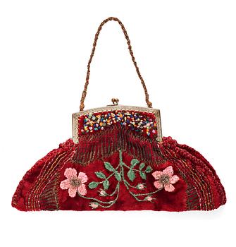 217. Anna Casparsson, EMBROIDERED HANDBAG, height ca 14 cm, width ca 26,5 cm, designed and embroidered by Anna Casparsson.