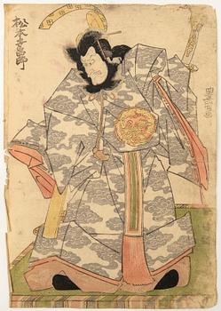 Utagawa Kunisada (Toyokuni III), Kabuki, skådespelarporträtt två stycken.