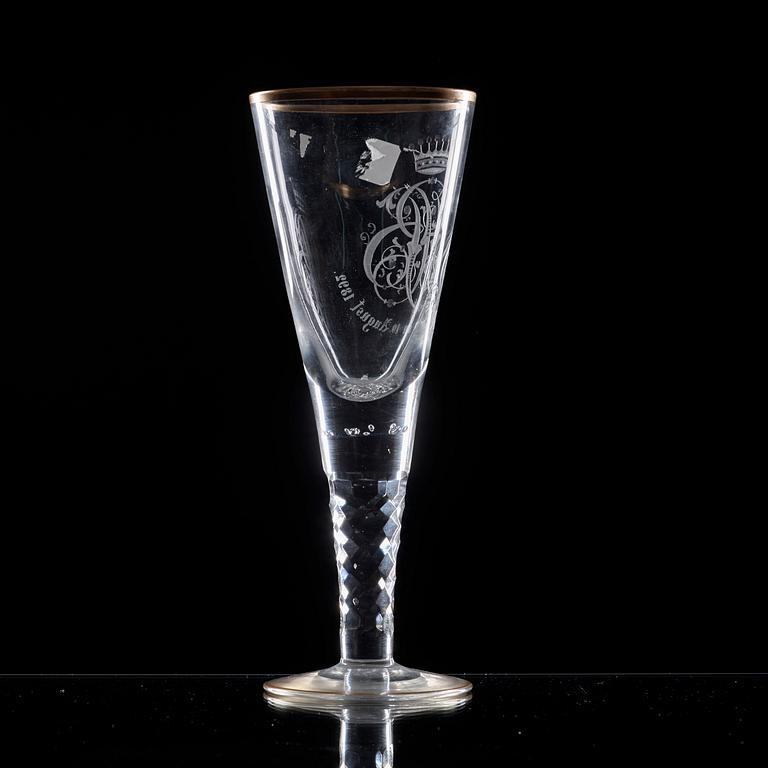 MINNESPOKAL, glas. Tyskland, 1800-tal.