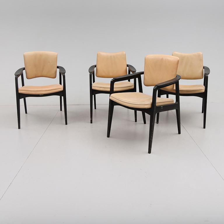 KARMSTOLAR, 4 st, design Sigvard Bernadotte, Danmark, 1900-talets andra hälft.