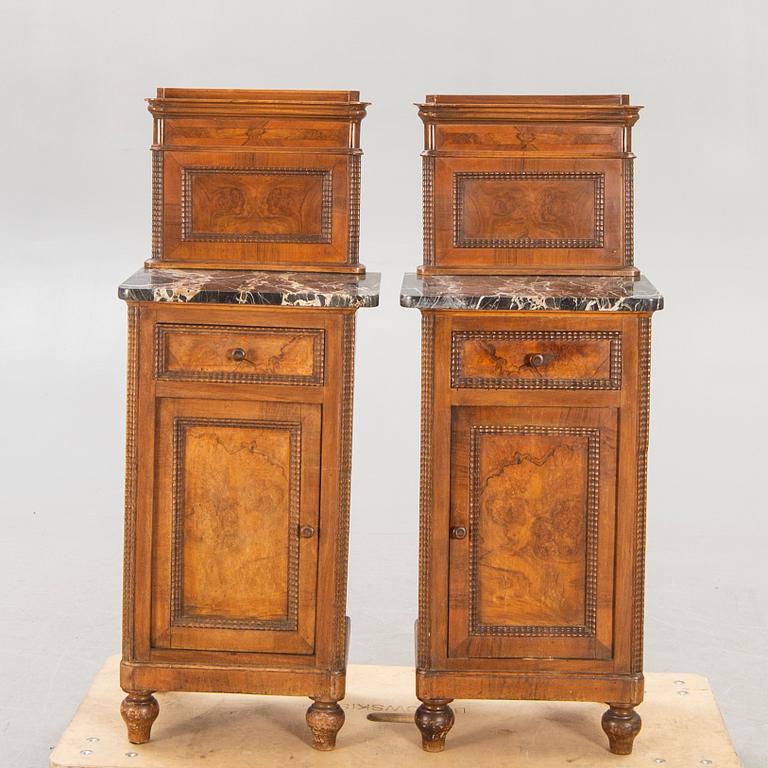 Bedside table / cupboard, a pair, first half of the 20th century.