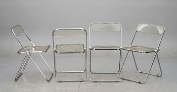 STOLAR, 4 st, "Plia", Giancarlo Piretti för Castelli, Italien, 1970-tal.