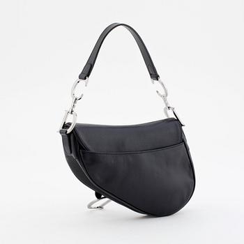 CHRISTIAN DIOR, a black leather shoulder bag, "Saddle bag".