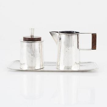 A Peruvian Sterling Silver Creamer, Sugar Box and Tray, 1950s.