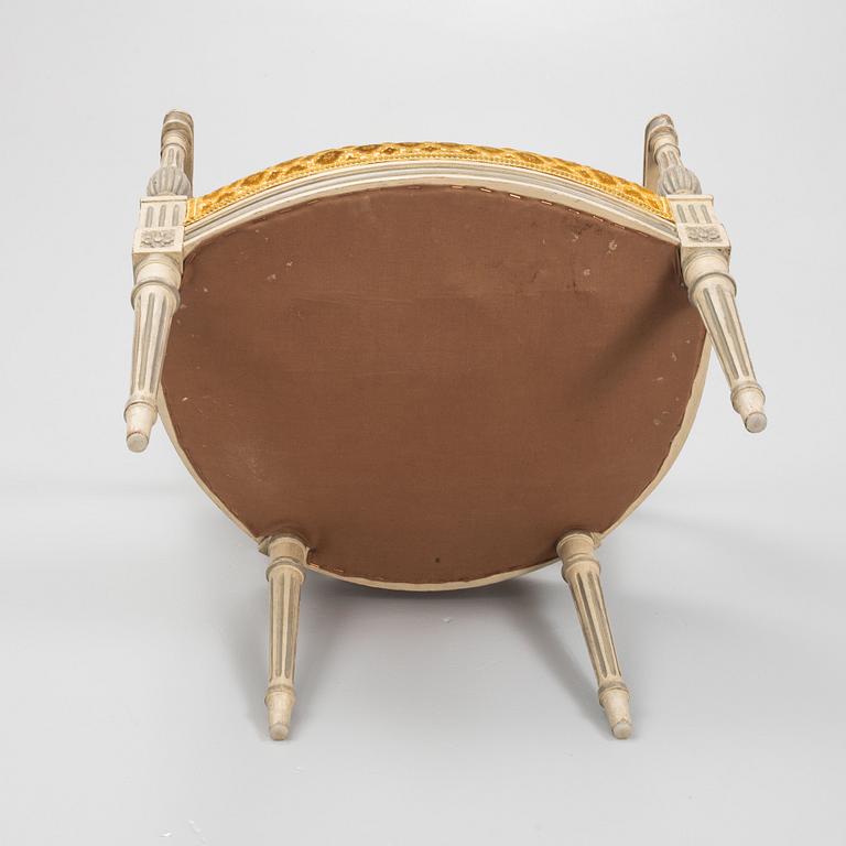 Karmstol med taburett, omkring år 1800, Frankrike.