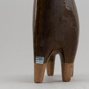 Lisa Larson. Two stone ware figurines in the shape of a cat and a moose, Designed in 1957 for Gustavsberg.