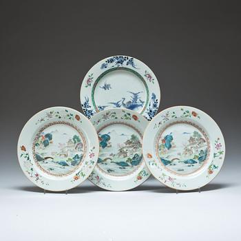 TALLRIKAR, porslin, 3+1 st, Kina, Qianlong, (1736-1796).
