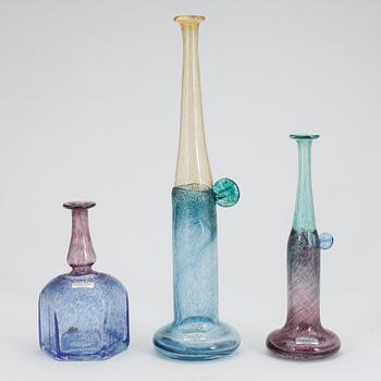 VASER, 3 delar, glas, Bertil Vallien, Kosta Boda. Signerade,