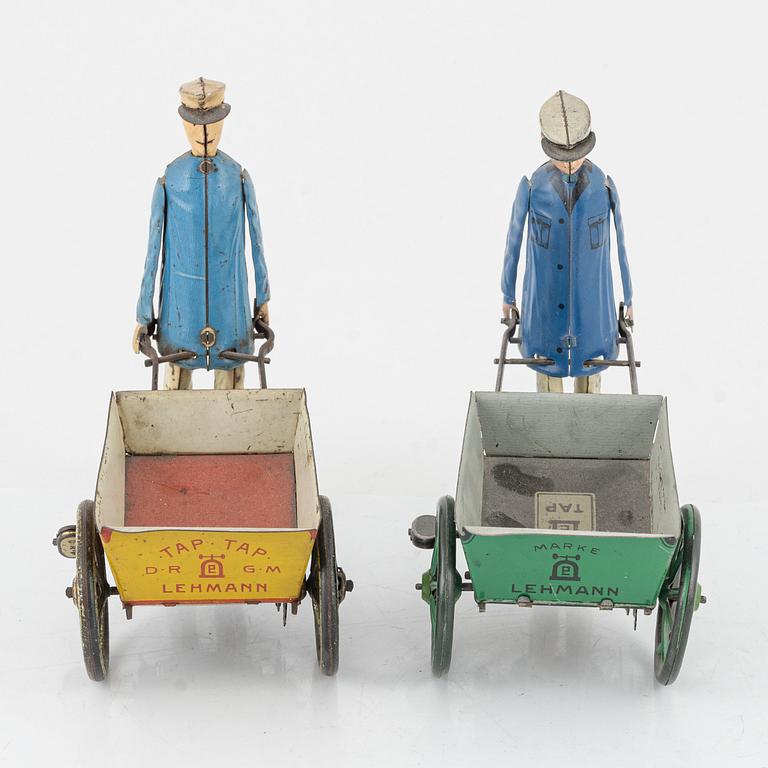 Lehmann, two 'Tap Tap' tin toys, Germany early 20th century.