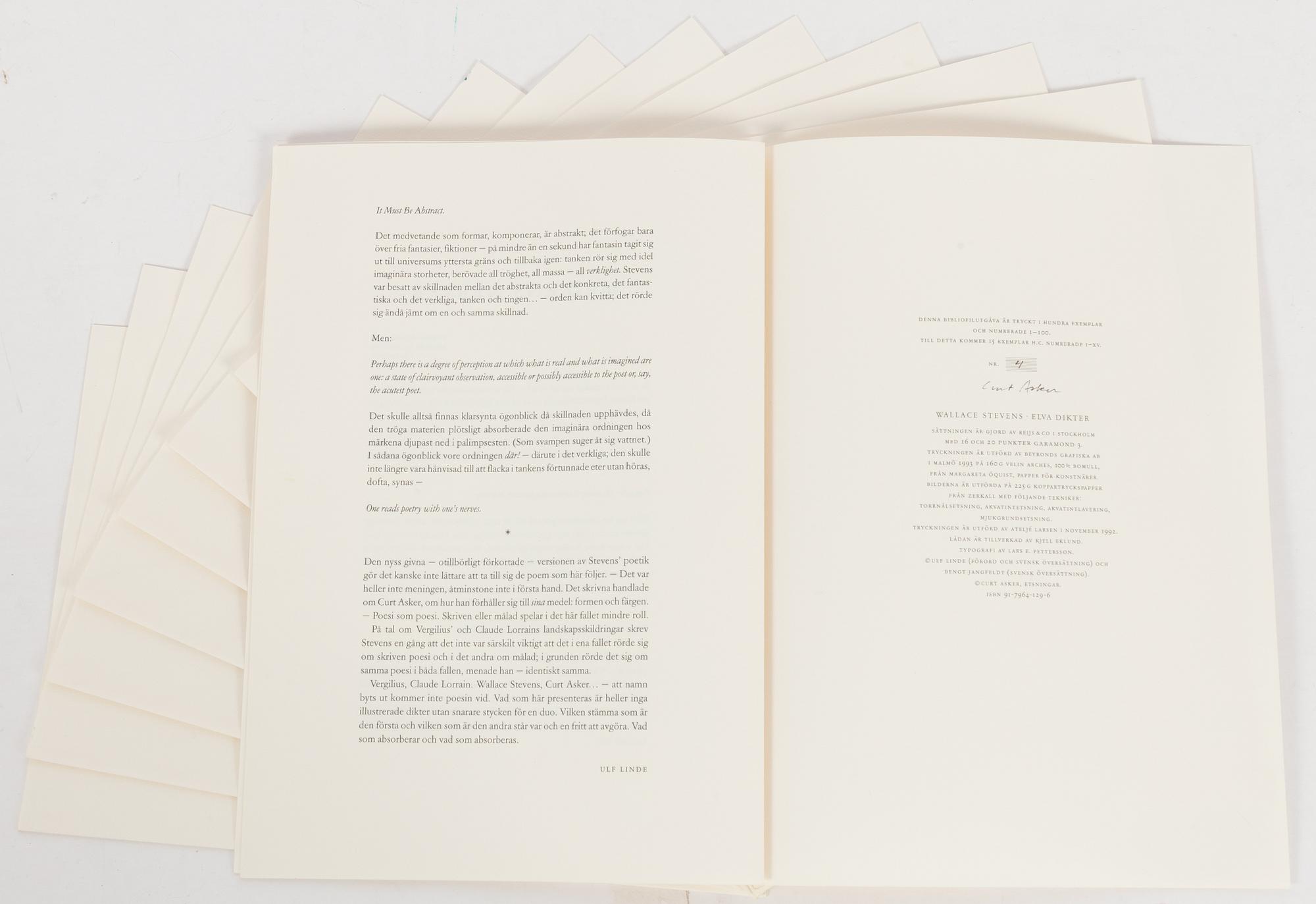 Curt Asker/Wallace Stevens "Elva dikter".