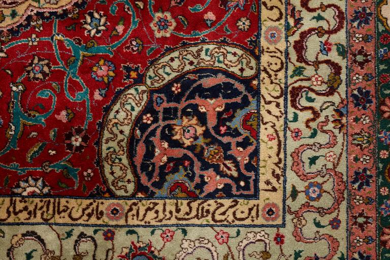 Matto, semi-antique Tabriz, signed ca 335,5 x 256,5 - 261,5 cm.