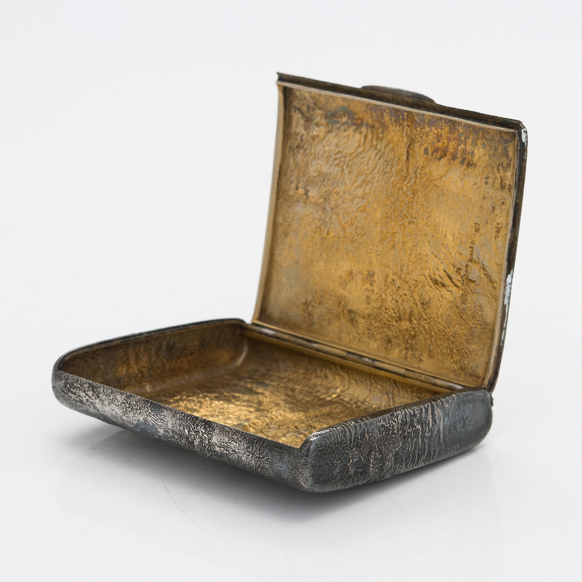 Ville (Wilhelm) Porthan, sigarrettetui, silver, Viborg 1919.