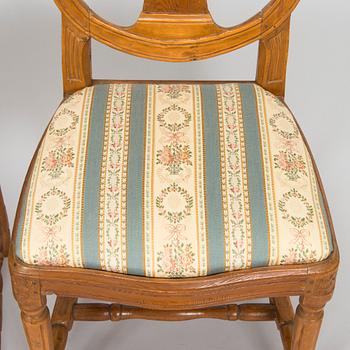 Four Swedish Gustavian chairs, 18th century.