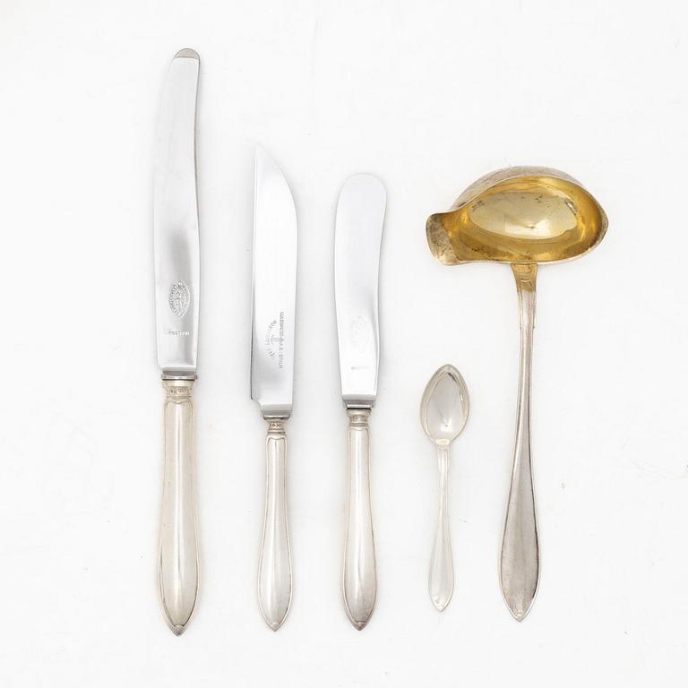 Guldsmedsaktiebolaget (GAB), a silver cutlery set, model "Svensk Spetsig", Stockholm 1955-1959 (29 pieces).