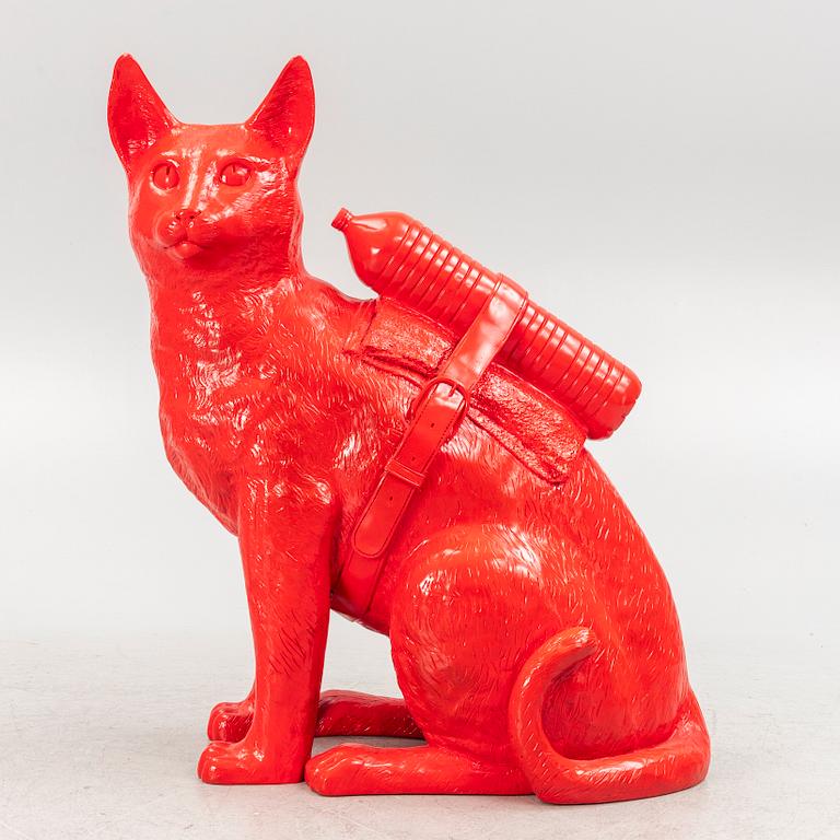 William Sweetlove, "Cloned Cat with pet bottle" (Red).