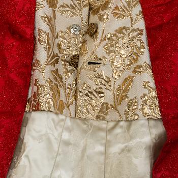 Two theater costumes, 18th century fashion style, mid 20th century,