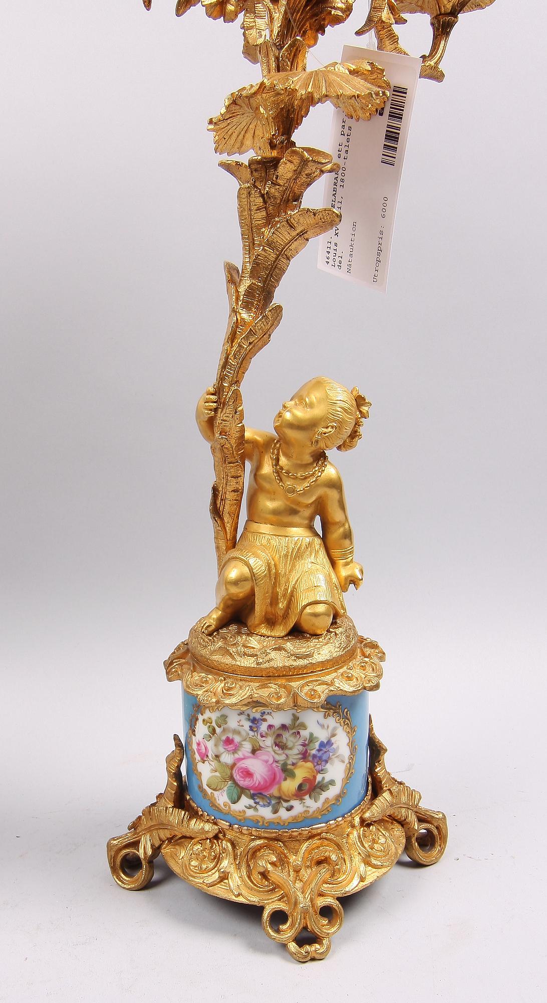 KANDELABRAR, ett par, Louis XV-stil, 1800-talets andra del.